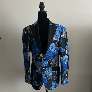 Floral Blue and Gold Men's Blazer